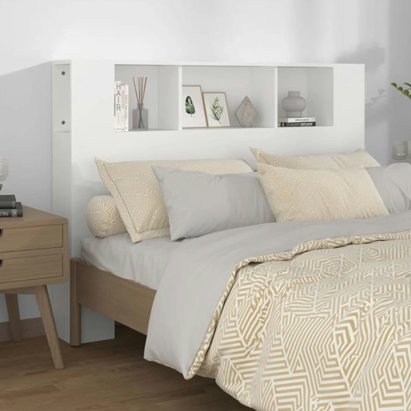 Berkfield Headboard Cabinet White 140x18.5x104.5 cm