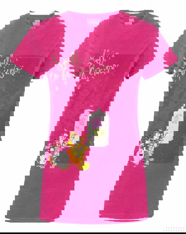 Disney Womens Pink Beauty and the Beast Short Sleeved T-Shirt