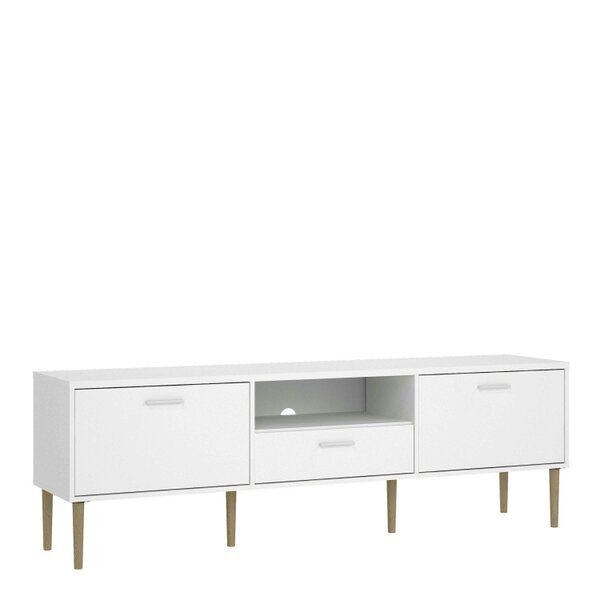 Wyld Haus Nagoya White Media TV Unit 2 Doors 1 Drawer 1 Shelf