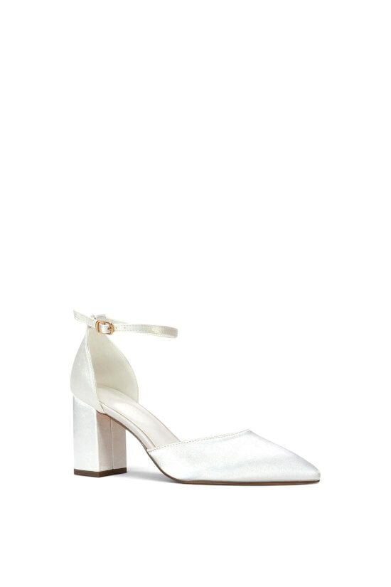 XY LONDON Ankle Strap Block Heel Court Shoes