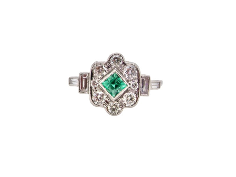 Vintage Tom An Art Deco style Emerald and Diamond ring