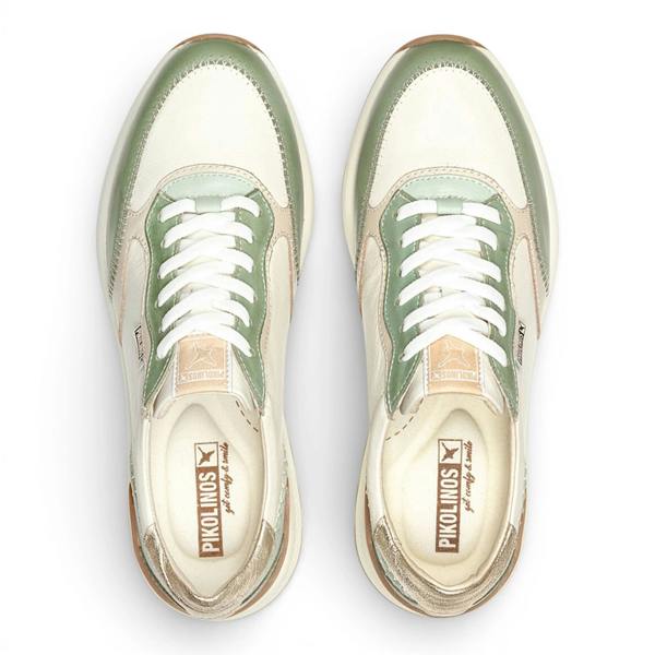 Arrecife - Women's Green Leather Lace Up Sneakers - Pikolinos - 6