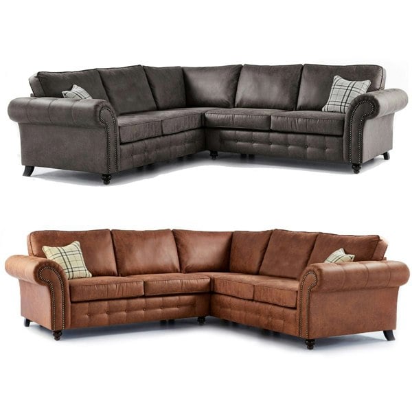 Oakland 5 Seater Leather Corner Sofa Chesterfield Style