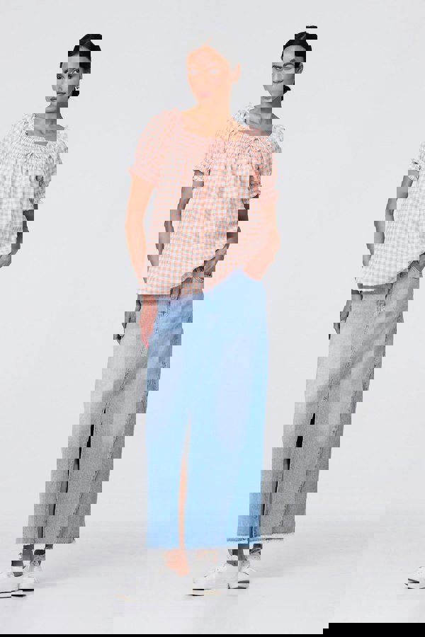 Pink | Gingham Check Puff Sleeve Blouse