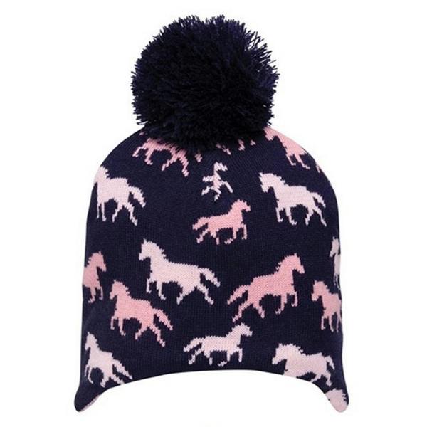 HyFASHION Childrens/Kids Flaine Horse Hat & Headband Set - Navy - 