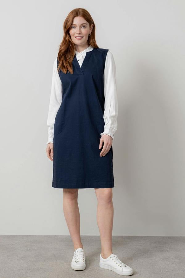 Lily & Me Belle Knee Length Stretch Twill Dress Navy