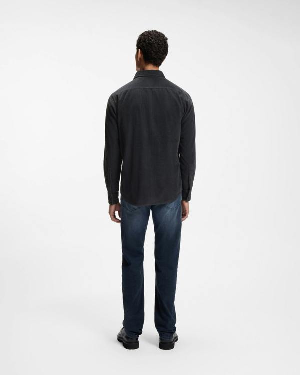 BOSS Orange Relegant 6 Mens Long Sleeve Cotton Shirt - Dark Blue 404 front, full length