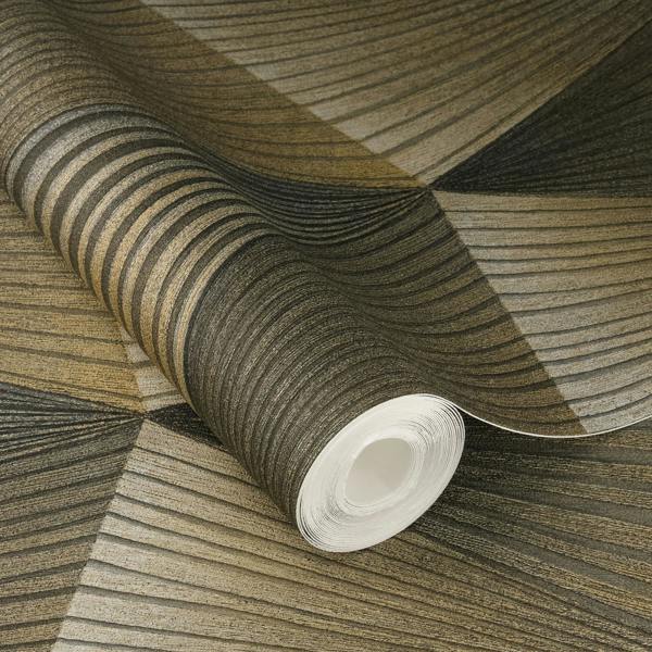 Rasch x Tesa Cairo Abstract Geometric 3D Effect Self Adhesive Peel and Stick Textured Wallpaper, Bronze