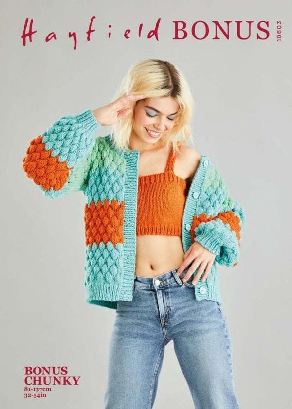 Hayfield Bonus Chunky Knitting Pattern 10603, Cardigans, Tops for Women, 32 - 54 Inches - Intermediate