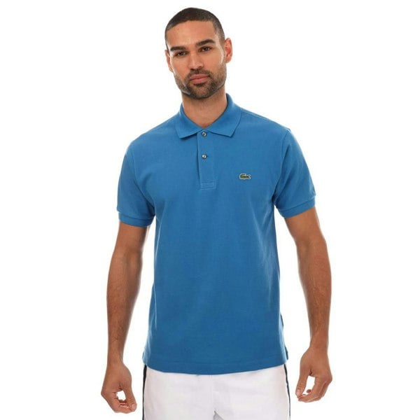 Lacoste Mens Ribbed Collar Short-Sleeved Polo Shirt - Blue