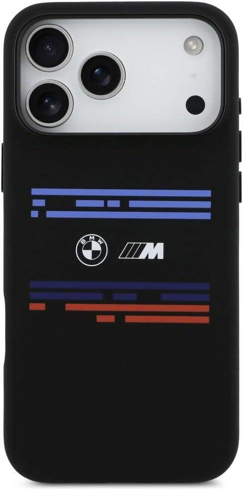 BMW M Series Silicone Horizontal Line Case with MagSafe for iPhone 17 Pro Max 6.9" Black - BMHMP17X25SHOTSK