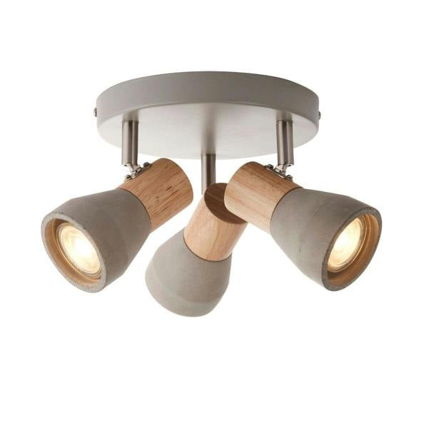 Pagazzi Lighting Stoneleigh 3 Light Concrete & Wood Effect Ceiling Spotlight Plate