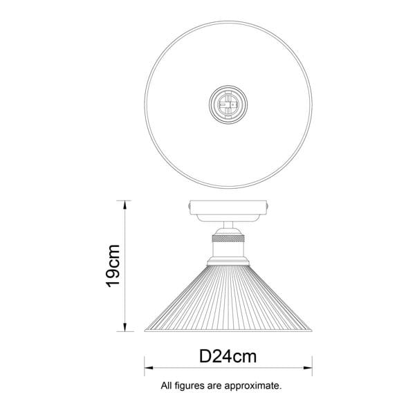 COSYLYTE Bowley Bathroom Ribbed Glass Ceiling Flush Light