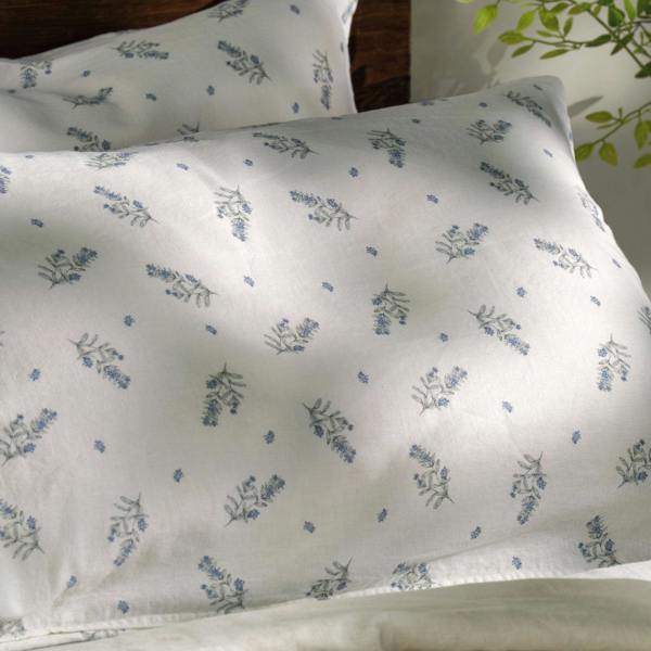 Soak&Sleep White/Green Wild Flower Linen Cotton Pillowcases