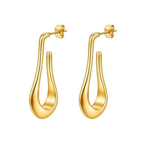 Serafina Hayley Earrings - 18K Gold Plated Stainless Steel Organic Teardrop Hoop Earrings