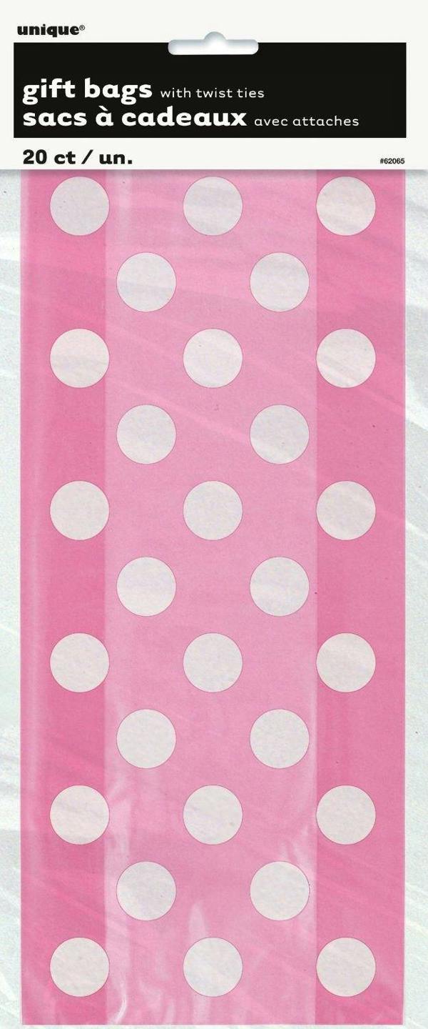 Pink Polka Dot Gift Bags with Drawstring Closure, 27cm x 12.7cm, 1 Pack image 5