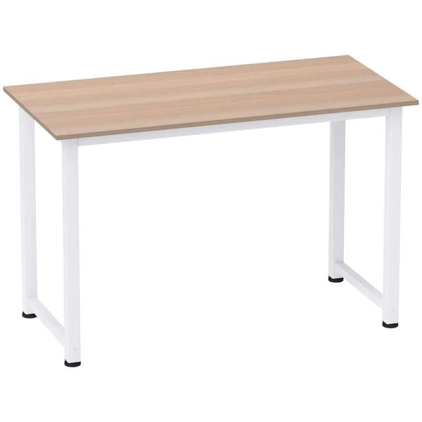 Bobobiy Computer Desk, Writing Table, 120 x 60 x 76cm Workstation for Home Office, Study with Metal Frame, Simple Assembly, White