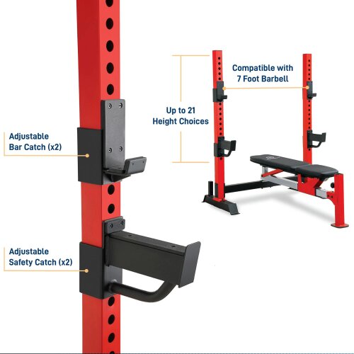 Marcy MWB7096 Olympic Weight Bench Adjustable Hooks & Safety Catchers