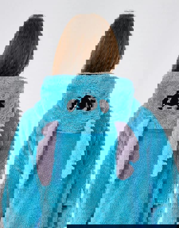 Disney Lilo & Stitch Girls Blue Applique Ears & Lettering Blanket Hoodie