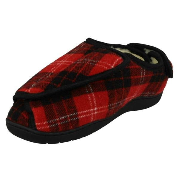 Spot On Ladies Spot On Wide Fitting Tartan Slippers