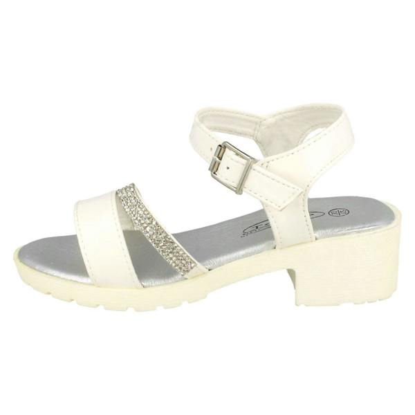 Spot On Girls Spot On Mid Heel Diamante Strap Ankle Buckle Sandal