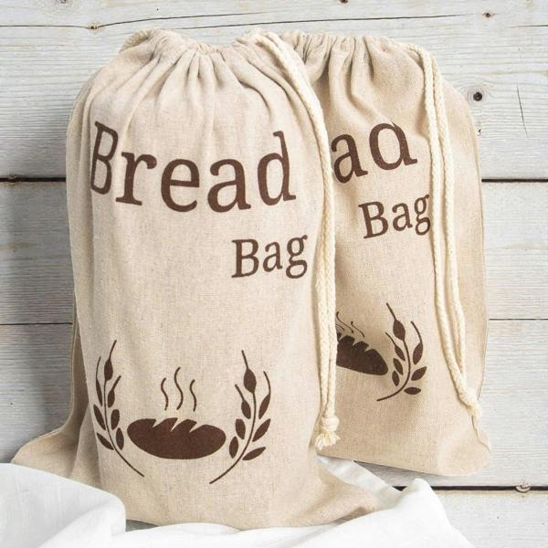 Sourdough By The Sea Eco Natural Linen Bread Bag - Set of 2 for Food Bread Storage