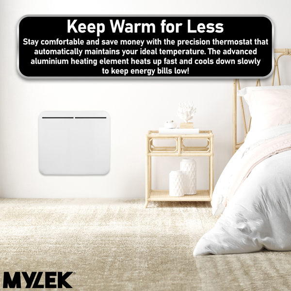 MYLEK Electric Panel Heater - Wall Mounted or Free Standing 1000w