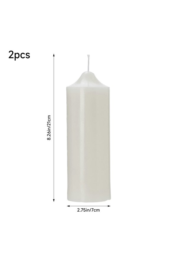 Living and Home 2Pcs White Unscented Cylindrical Candles with  Conical Heads