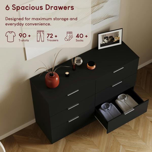 Vida Designs Trega 6 Drawer Chest, Black