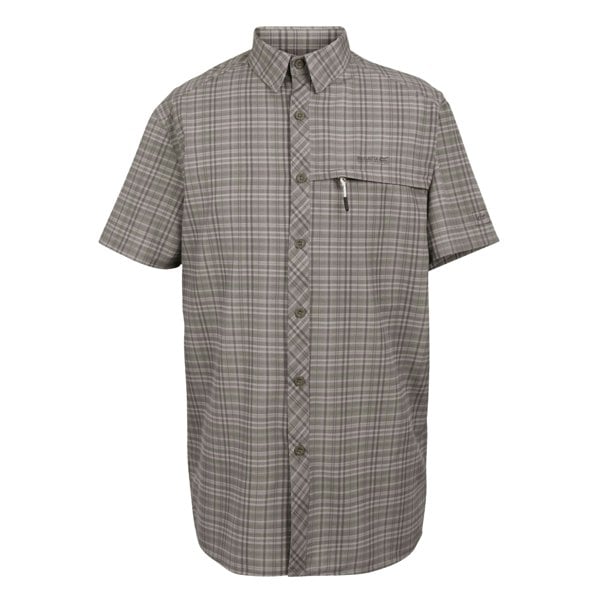 Regatta Mens Checked Packaway Travel Shirt - Treetop