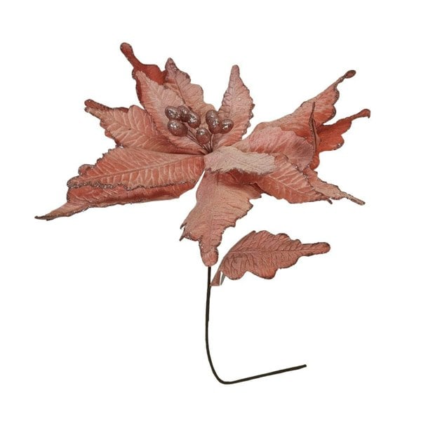 Samuel Alexander 68cm Frosted Light Coral Pink Poinsettia Stem Christmas Decoration