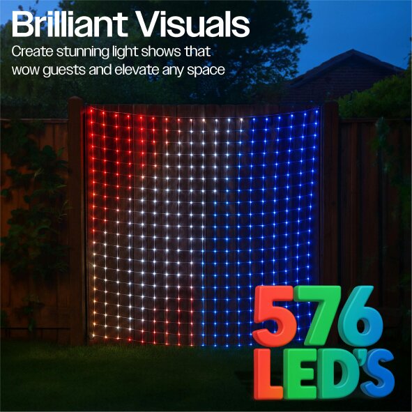 Scotts of Stow Xmas Haus RGB LED Mesh Net Light 18m x 18m 579 Led  Smart Pix App Controlled
