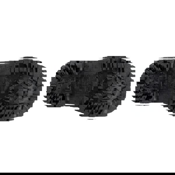 Amblers Safety Amblers FS100 Mens Construction Safety Steel Toe/Midsole Wellington, close-up view of the black rubber sole with star-shaped and other tread patterns.