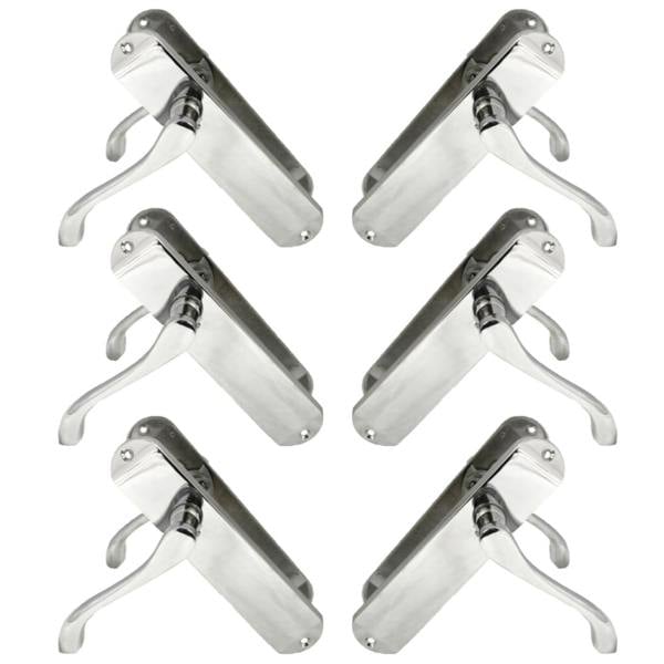 EDH Door Hardware Polished Chrome Cadenza Victorian Scroll Door Handle Sets - 178mm x 38mm