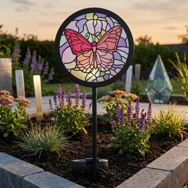 Garden Greatness Tiffany Butterfly Solar Garden Stake Light