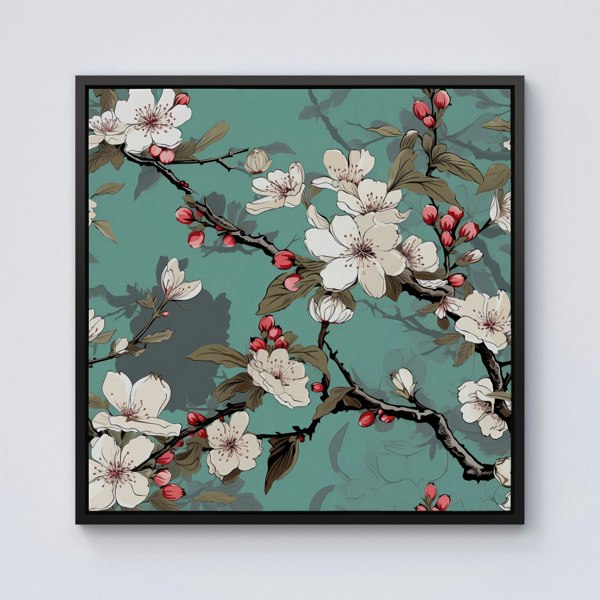 Warren Reed Pink Blossom Asian Design Framed Canvas