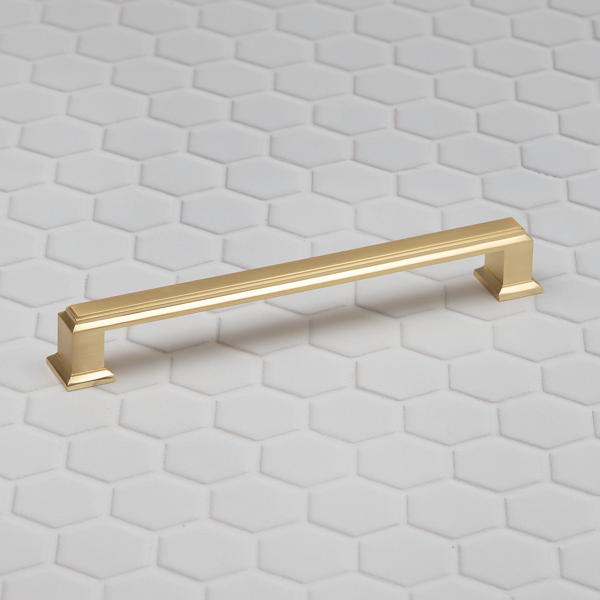 Handle & Home Brushed Brass Square Handle and Coordinating Knob