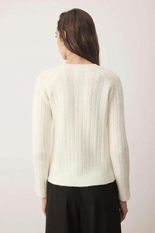 WOVCOR Soft-Textured Knit Cardigan with Ribbon Buttons Detail