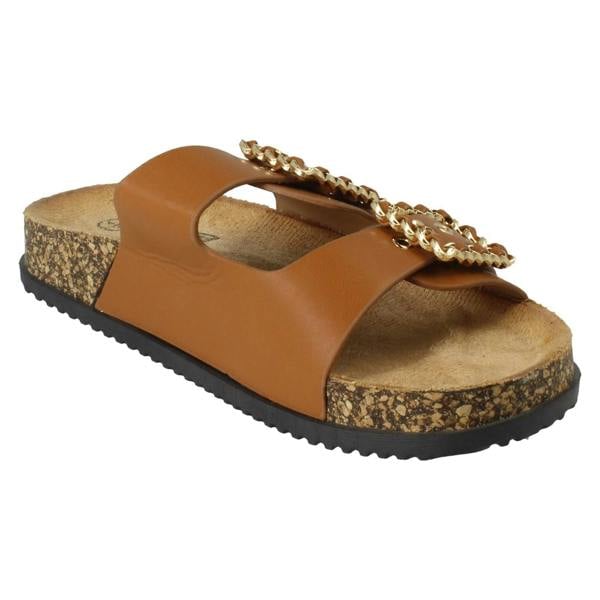 Down to Earth Ladies Down To Earth Twin Chain Buckle Sandals F00450