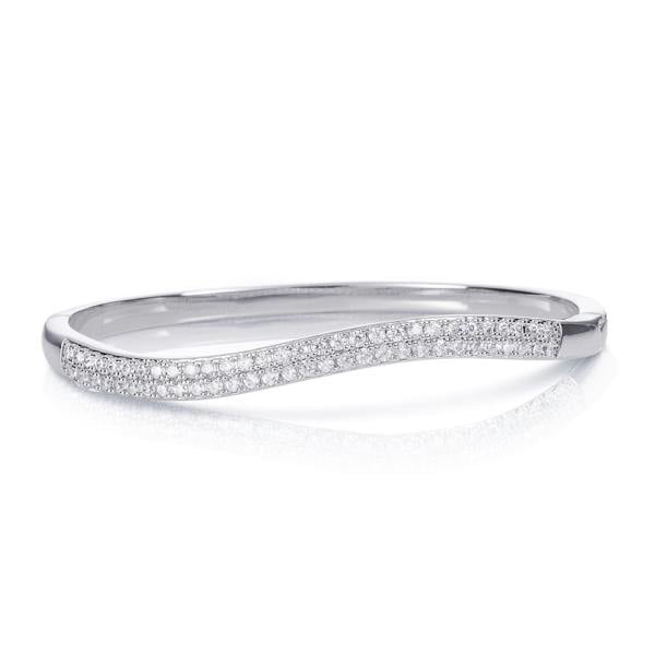 Zavana Silver S-Shape Cubic Zirconia Bangle Bracelet For Women