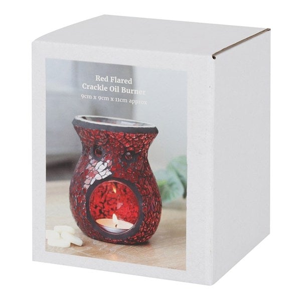 Serano Small Red Crackle Glass Oil Burner and Wax Warmer