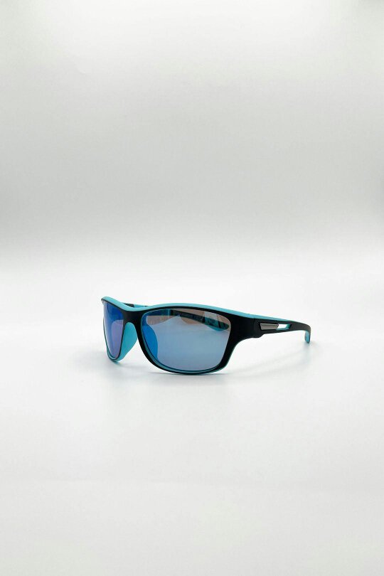 SVNX Basic Outdoor Sports Racer Sunglasses In Blue With Case