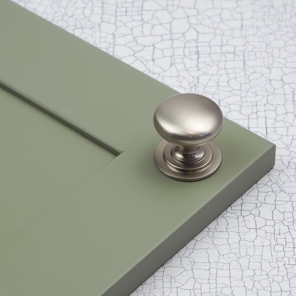Handle & Home Brushed Nickel Cup Handle & Coordinating Round Knobs