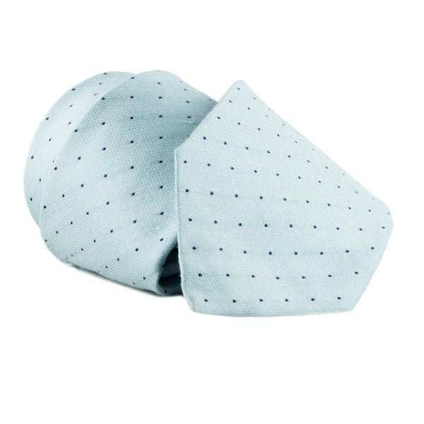 Dunhill woven twill tie in a pin dot pattern Woven raw silk with a natural slub to the fabric