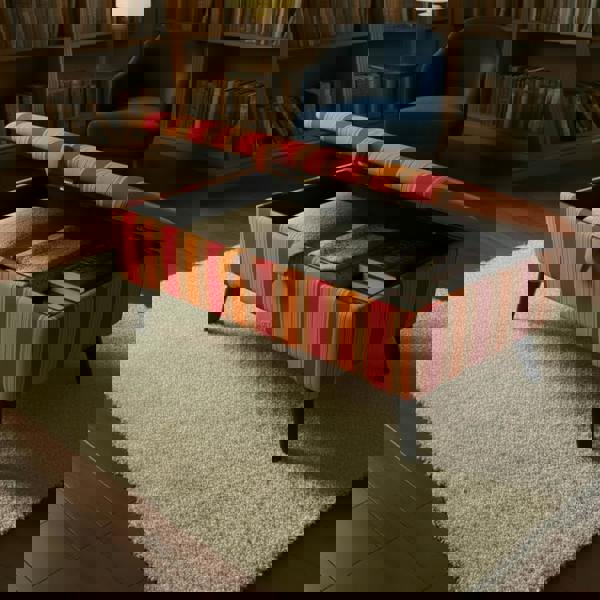 Modern home decor bench with deep storage and expressive pattern