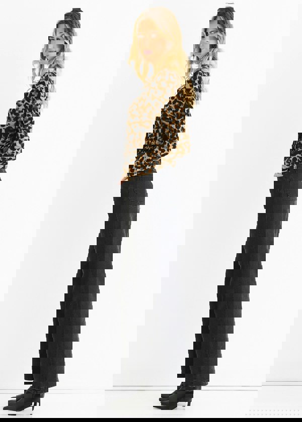 Gini London Brown Animal Wrap Jersey Bodysuit