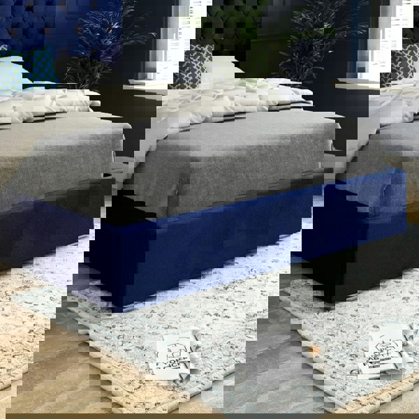 Casa Magna Alma Upholstered Soft Velvet Bed Frame - Blue