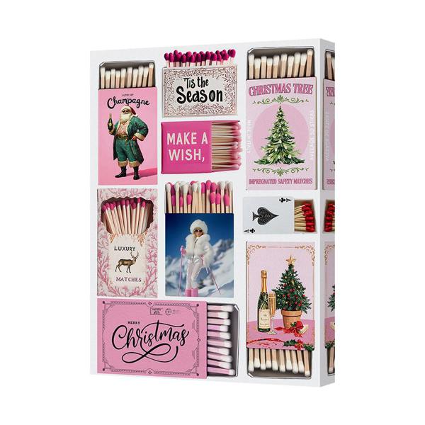 Benjamin Tate Design Christmas Matchbox Collage Canvas Wall Art Print Handmade In UK