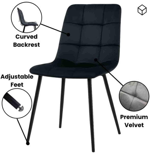 Kosy Koala Modern Oak Effect Table with 2 Black Velvet Chairs and a Black Velvet Benche Dining Room Set