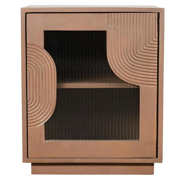 Wyld Haus New Mexico Natural Mango Wood Cabinet with Reeded Glass Door